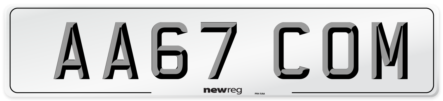 AA67 COM Number Plate from New Reg